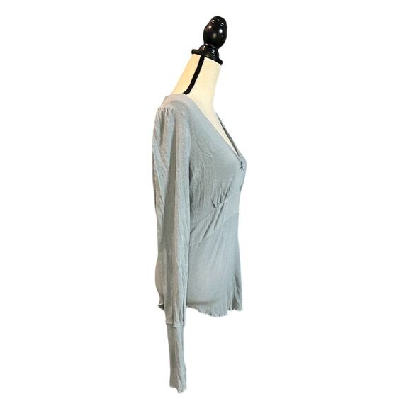 NWT We The Free Wynona Tee Women's Size Large Blue Deep V-Neck LS by Free People - Picture 4 of 9